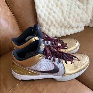 Nike Kobe 4 Protro Metallic Gold And Dark Obsidian Men’s Basketball Shoes 14